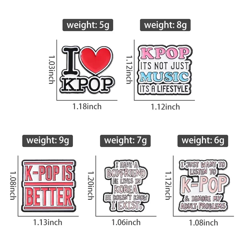 Eu amo K pop música esmalte pin, broches de metal criativo, roupas mochila crachá, jóias para presente, lapela pin, atacado