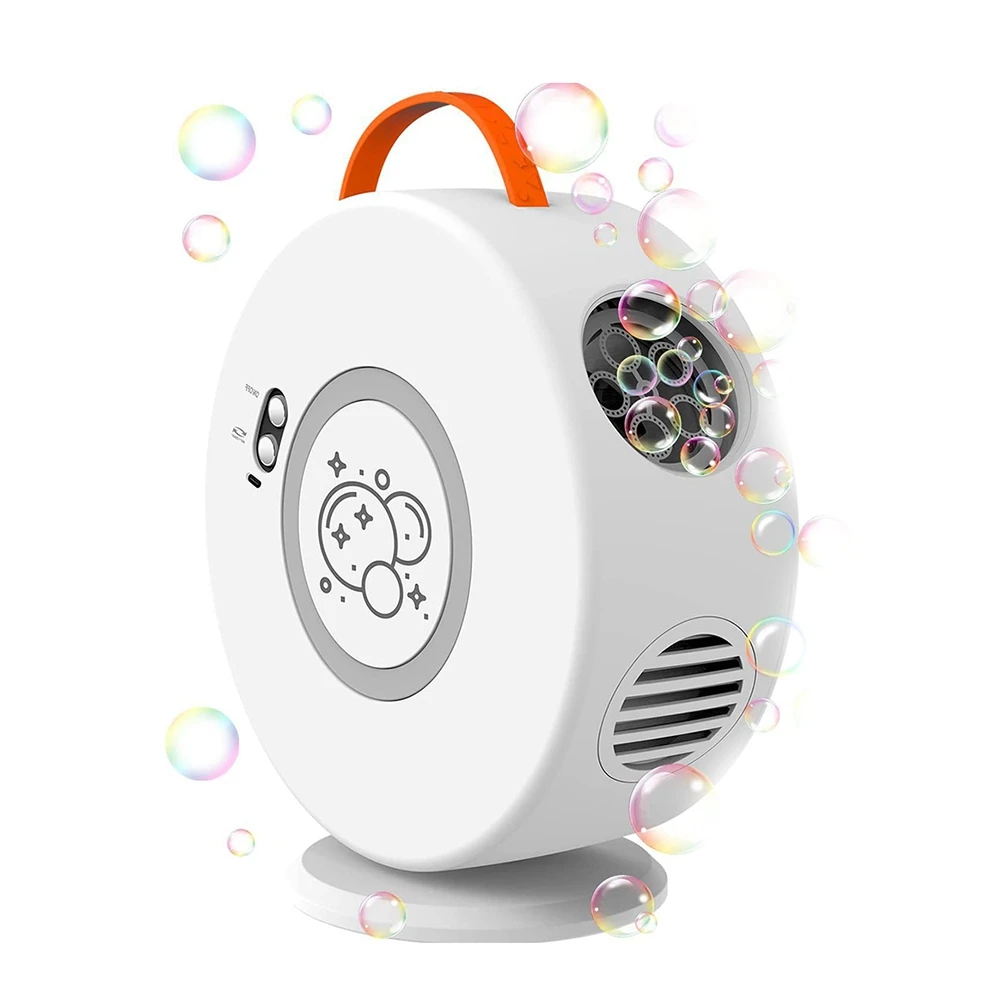 

Bubble Machine For Kids , Rechargeable Bubbles Blower Maker For Outdoor , Automatic Rotating 90°&360° Bubble Toys Durable White-