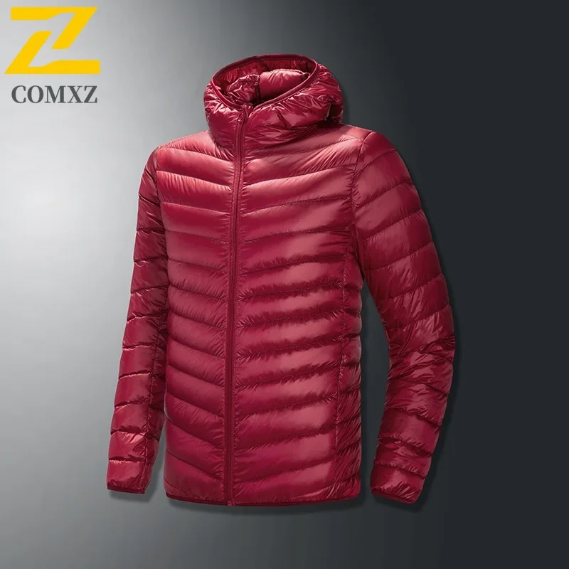 COMXZ Men Down Jacket Lightweight Fashion Short Trendy Lightweight Travel Puffer Jacket Street Versatile Casual Winter Jackets