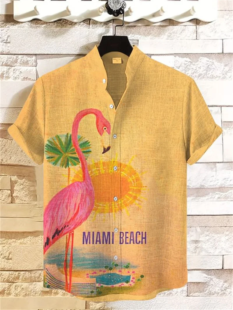 2025 new men's shirt printed with ethnic totem style lapel collar men's short sleeved shirt casual men's short sleeved shirt