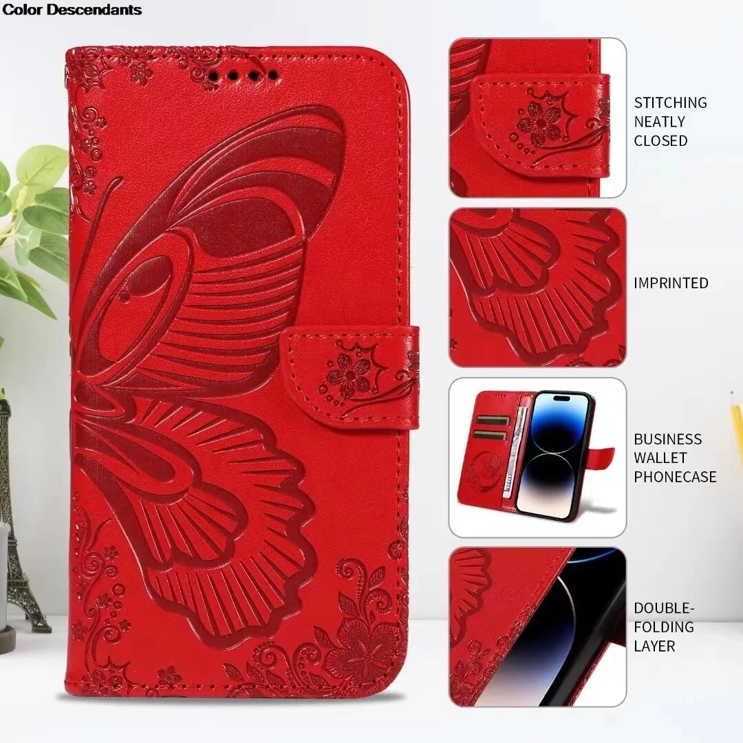 A 24 Leather Case for Samsung Galaxy A24 4G Fashion Butterfly Flip Coque for Samsung Galaxy A14 A34 A245F Soft Fundas Phone Case