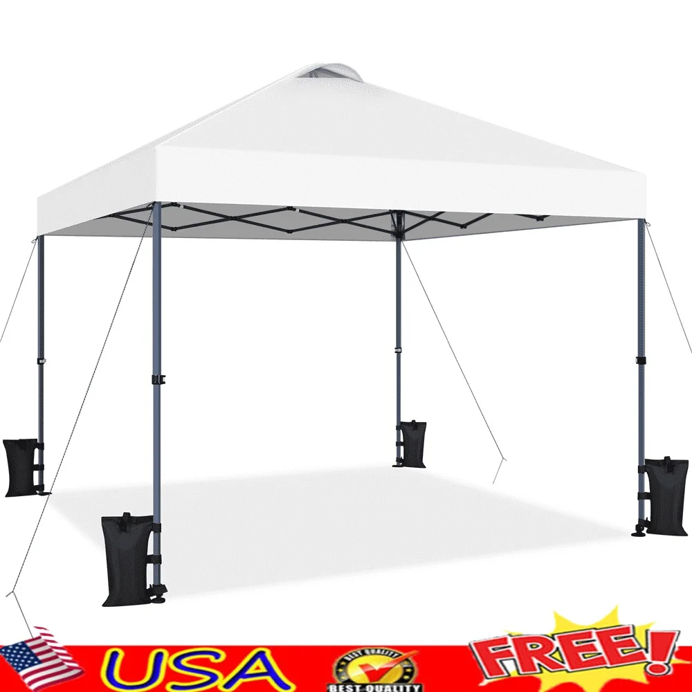 

10x10ft Instant Pop Up Canopy Tent Durable Polyester UV Protection Adjustable Height Easy Setup Outdoor Gathering Shade