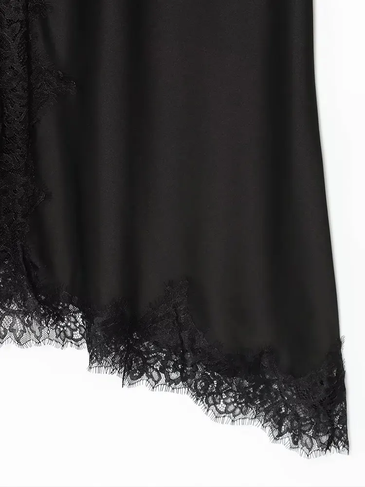 NLZGMSJ femmes Sexy dentelle Satin licou longue robe asymétrique ourlet robe nouveau 2025 mode vacances robes de fête