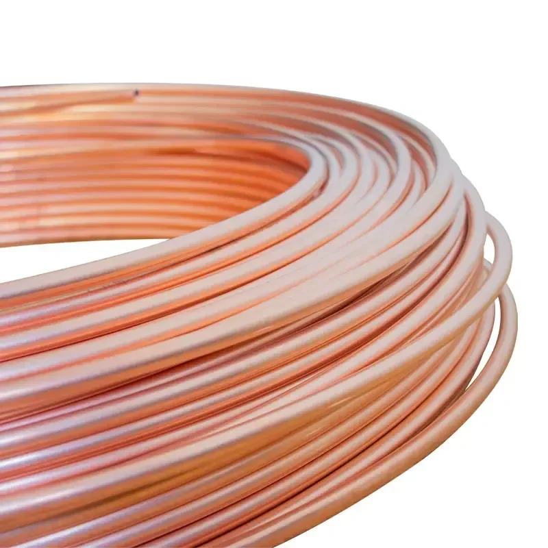 Soft Coil Copper Tube T2 Red Copper Tubing Air Conditioning Refrigeration Capillary Wire Pipes OD 2/3/4/6/8/10/12/14/16/19/22mm