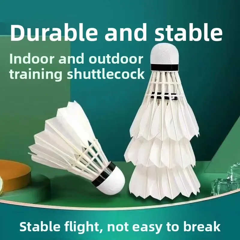 

Durable Goose Feather Badminton Shuttlecocks for Students 12 Pieces Set Windproof Stable for Competition And Training