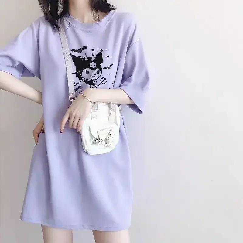 

Sanrio kuromi Nightdress 2023 New Short Sleeve robes Cartoon Cute Girl T-Shirt Fashion Sleepwear Sleepwear