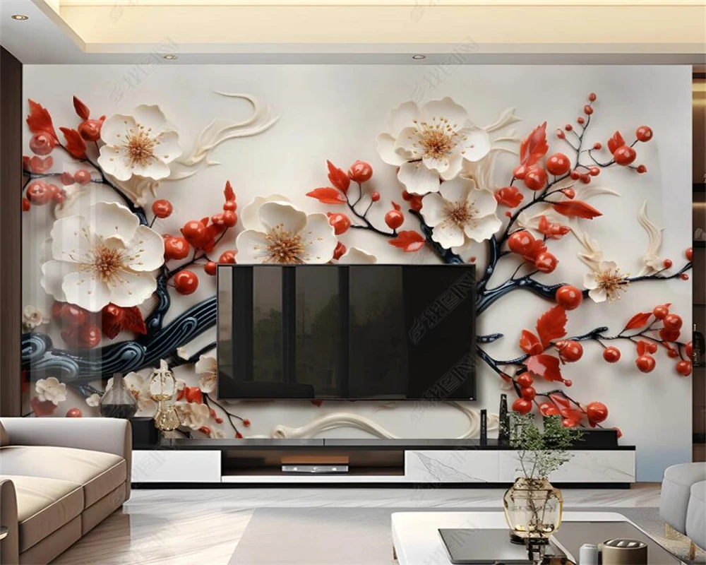 beibehang Customized Wall paper Latest Modern Luxury Gold Foil Flower Art TV Sofa Background with Multiple Materials Wallpaper