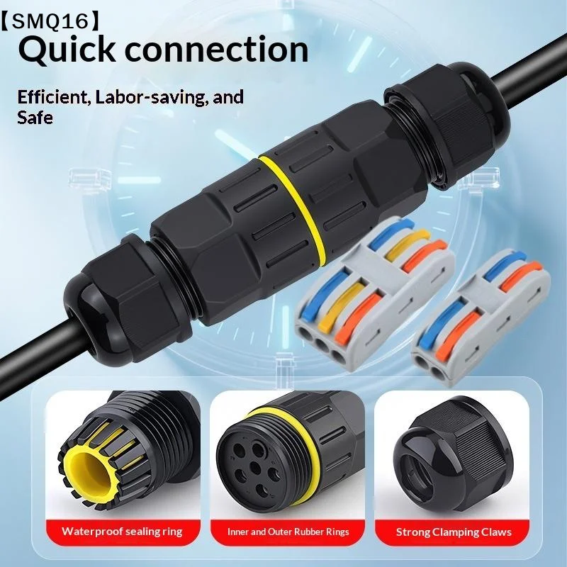1 Set Quick Connection 2/3 In 2/3 Out 2/3Pin Electrical Terminal Adapter Wire Connector IP68 Waterproof Cable Connector【SMQ】