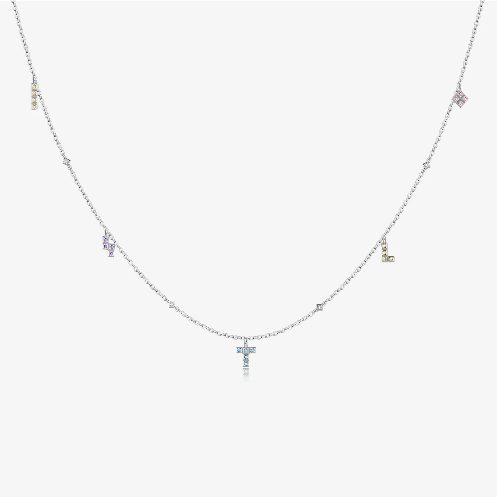 

VEWANT 925 Sterling Silver Gold - Plated Necklace: Colorful Zircon Letter Geometric Charm Women Trendy Bohemian Style Jewelry