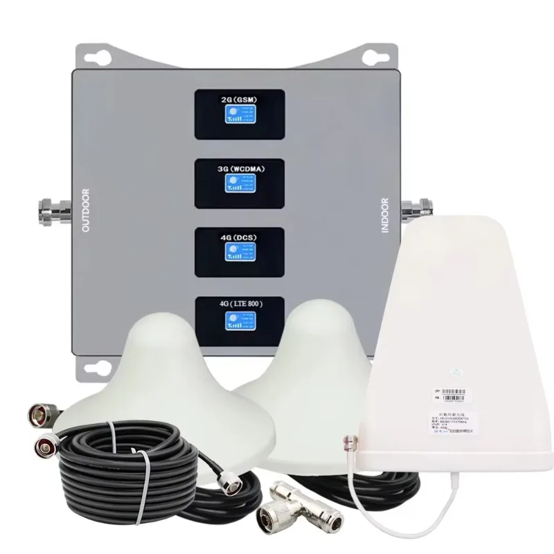 

Полный комплект 800/900/1800/2100 МГц четырехдиапазонный мобильный повторитель усилитель 2G 3G 4G LTE с антенной