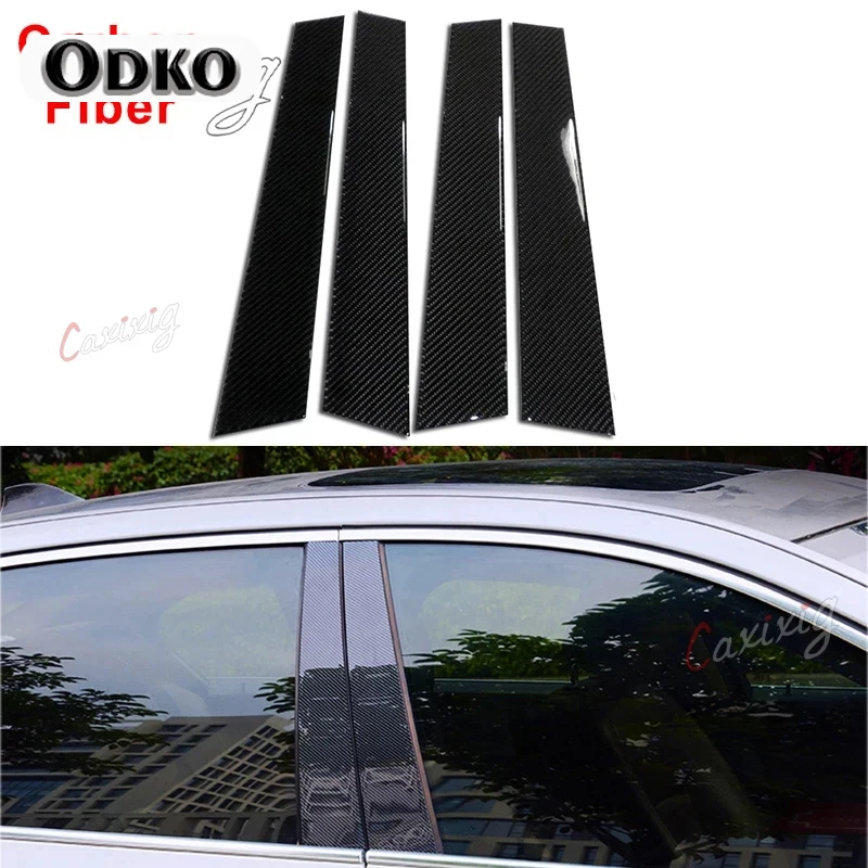 Carbon Fiber Car Door Pillar Trim Sticker For Volkswagen VW Golf 6 7 8 MK6 MK7 MK8 Window B-pillars Post Car Styling Accessories
