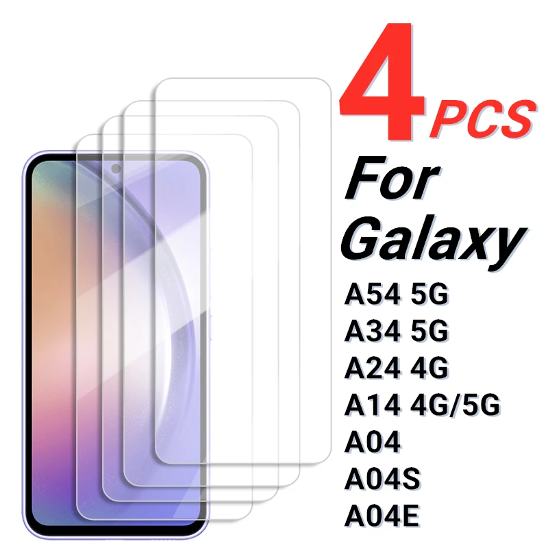 2/4PCS Screen Protector Voor Samsung Galaxy A54 5G Gehard Glas Samsung Galaxy A04S A14 A24 A34 A54 5G Volledige Lijm Scherm Glas