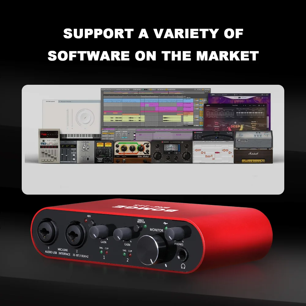 BOMGE, antarmuka audio USB 2 s - Studio Audio Interface With 48V Phantom ulasan dan harga