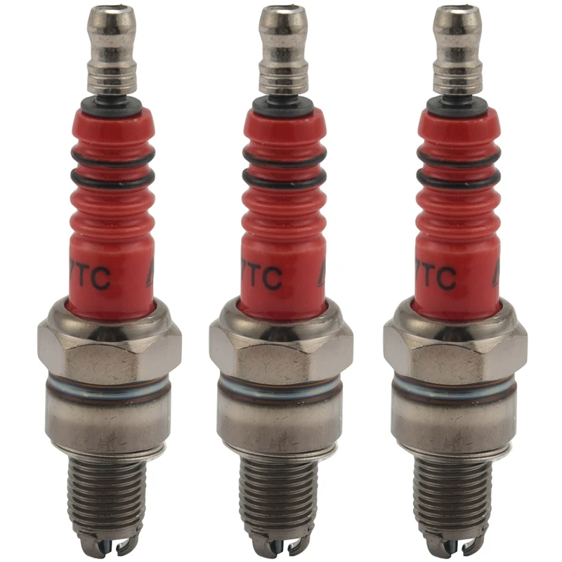 3Pcs A7TC, Triple Electrode For GY6 50 Cc 70Cc 90 Cc 110Cc 125 Cc 150Cc ATV Dirt Bikes Scooters & Kazuma Roketa Sunl Taotao Baja