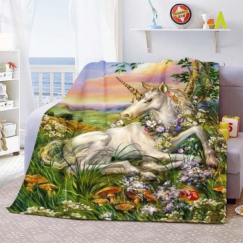 Unicorn Throw Blanket Soft Flannel Blankets Comfortable Bed Sofa Camping Blanket Gifts for Baby/Kids Girls Adults