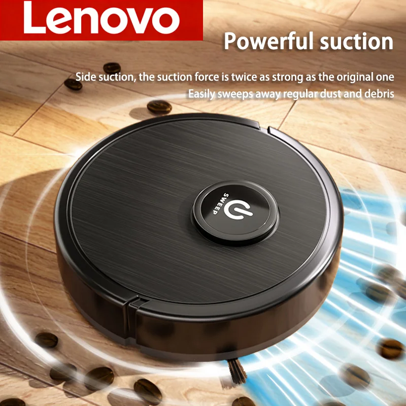 Робот-пылесос Lenovo 3-в-1 с интеллектуальным управлением, мощностью всасывания 6000 Па, функциями подметания и мытья, зарядкой через USB, лазерной навигацией, для уборки шерсти животных и твердых полов