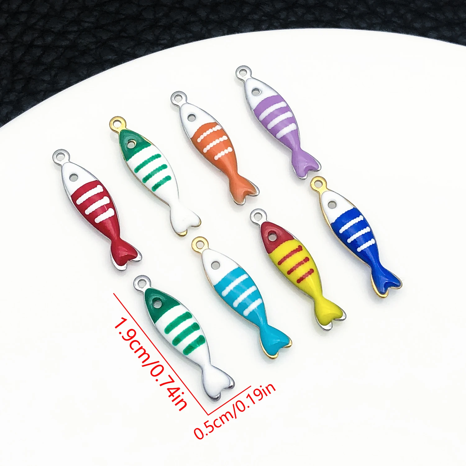 5pcs 5x19mm Stainless Steel Gold Tropical Fish Charms Enamel Pendants for Jewelry Making DIY Necklace Bracelet Earrings view 3