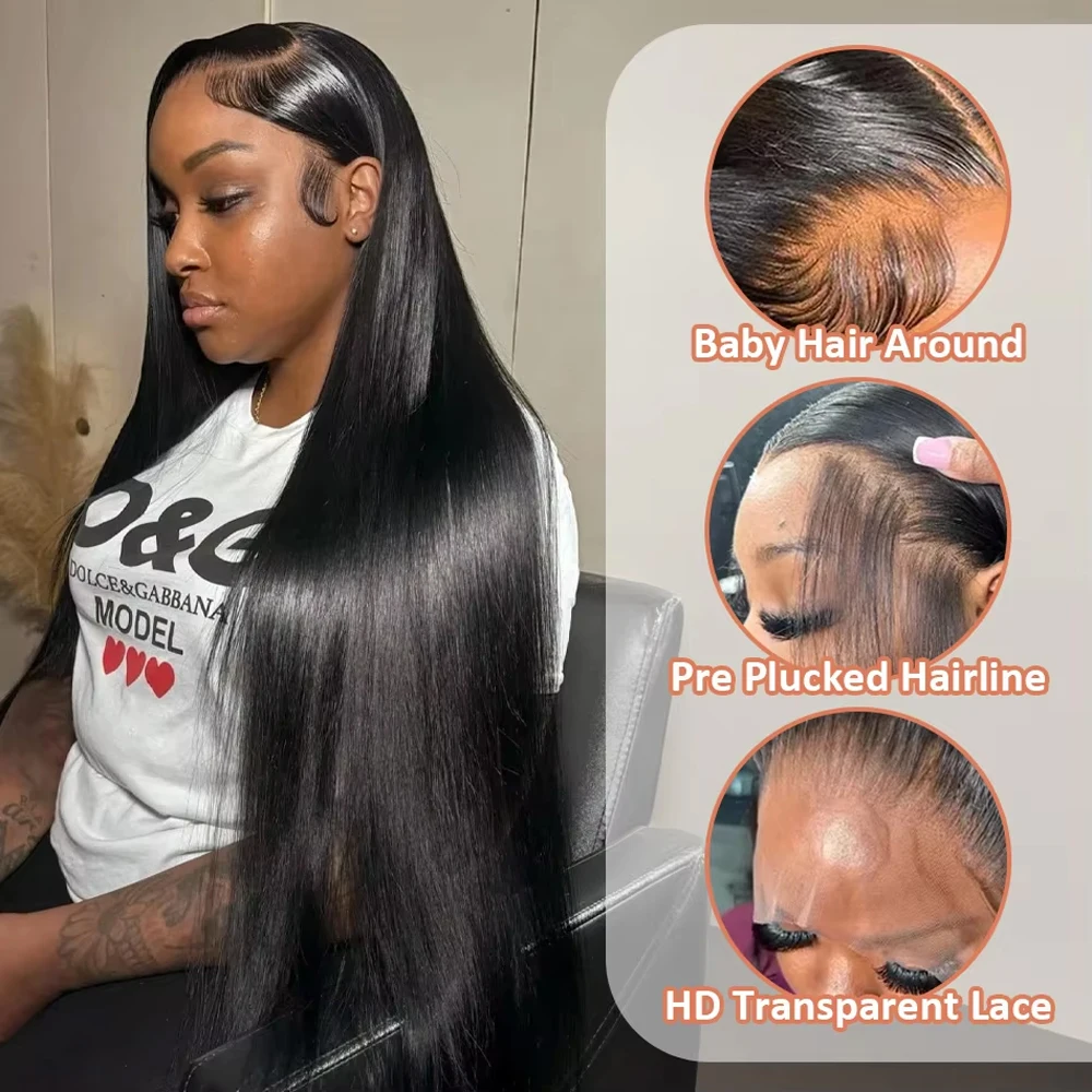 300Density 30 40Inch Straight Lace Frontal Wig 13x6 HD Lace Frontal Wigs Human Hair 13x4 Bone Straight Human Hair Wigs For Women image 3