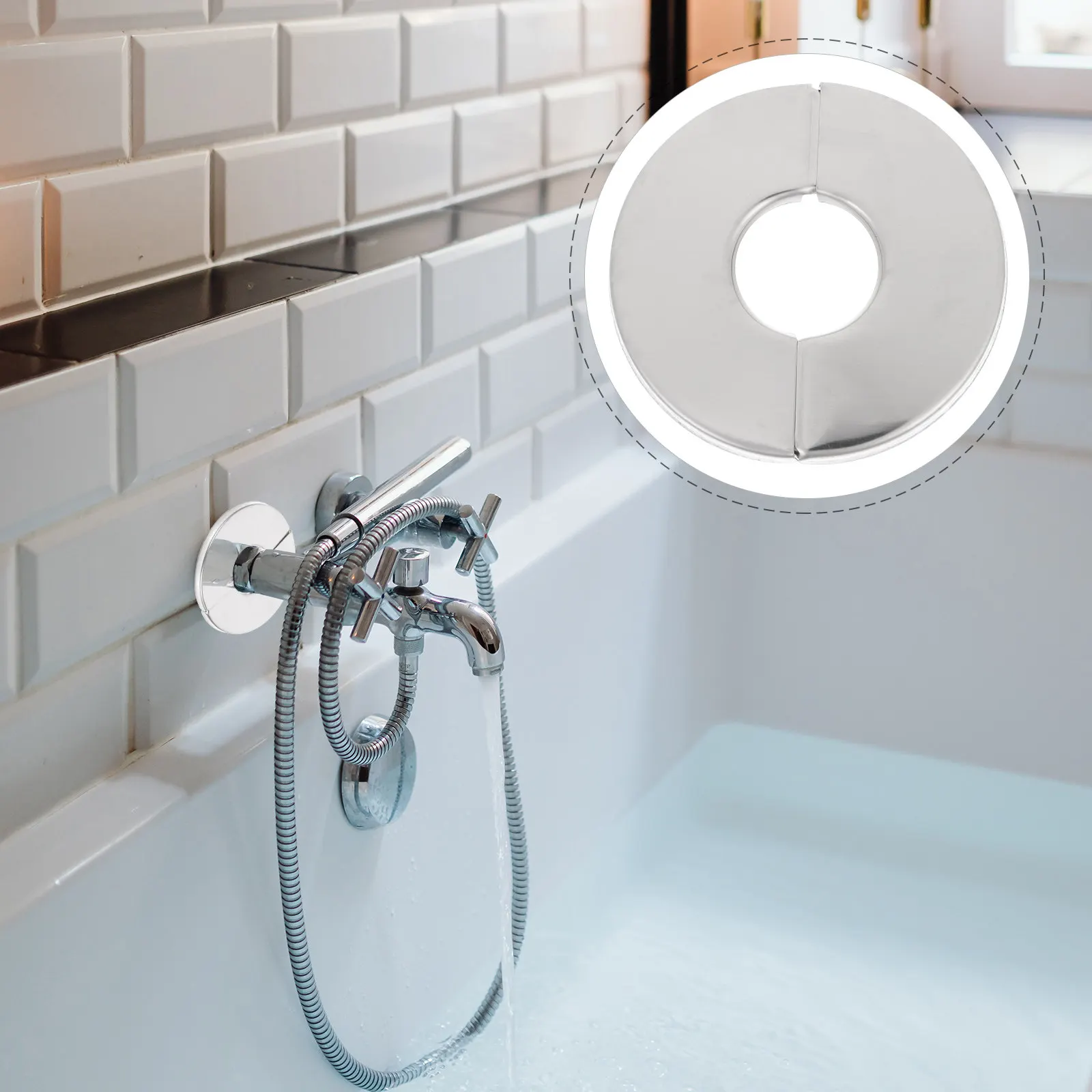 4pcs Stainless Steel Escutcheon Cover Plates for Water Pipe, Gas, Heating, Drainage, Radiator & Faucet