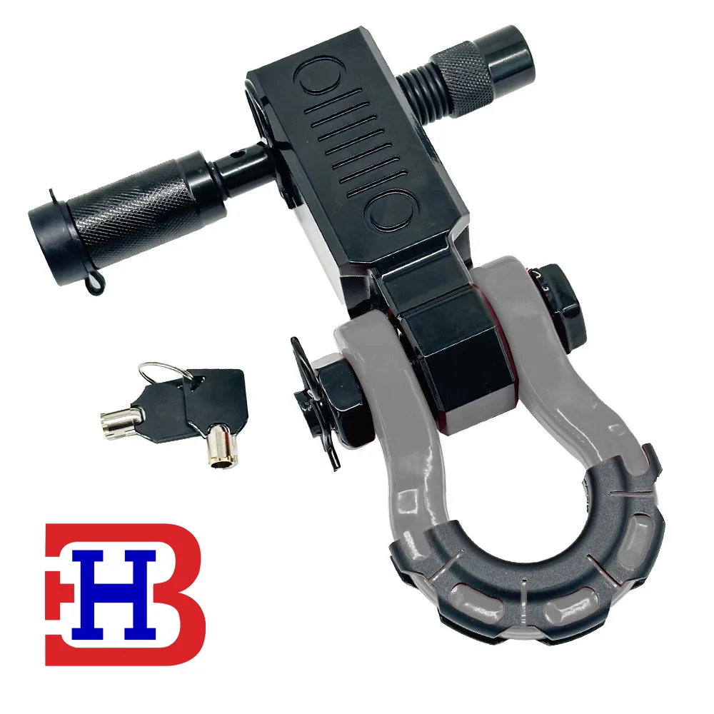 2 Inch Solid Aluminum Tow Arm with Alloy Steel Hook and 15T Shackle Kit for Off Road SUV Trailer Recovery Universal Receiver