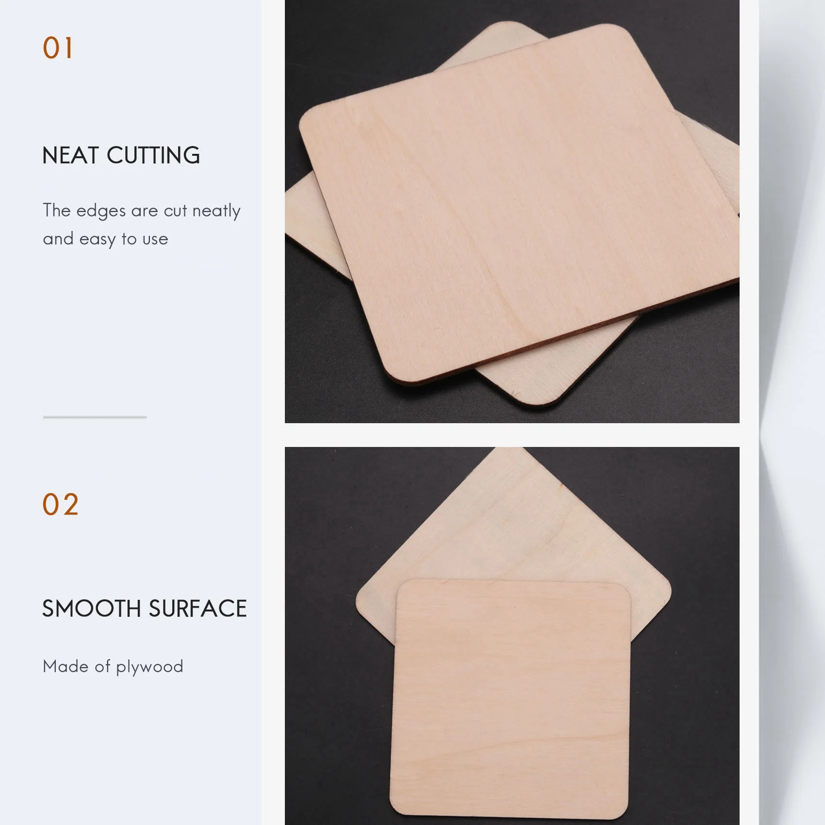 SEWS-50 Pieces Unfinished Square Wood Slices Blank 4 X 4 In,For Coasters, Pyrography,Painting,Writing,Photo Props Decorations
