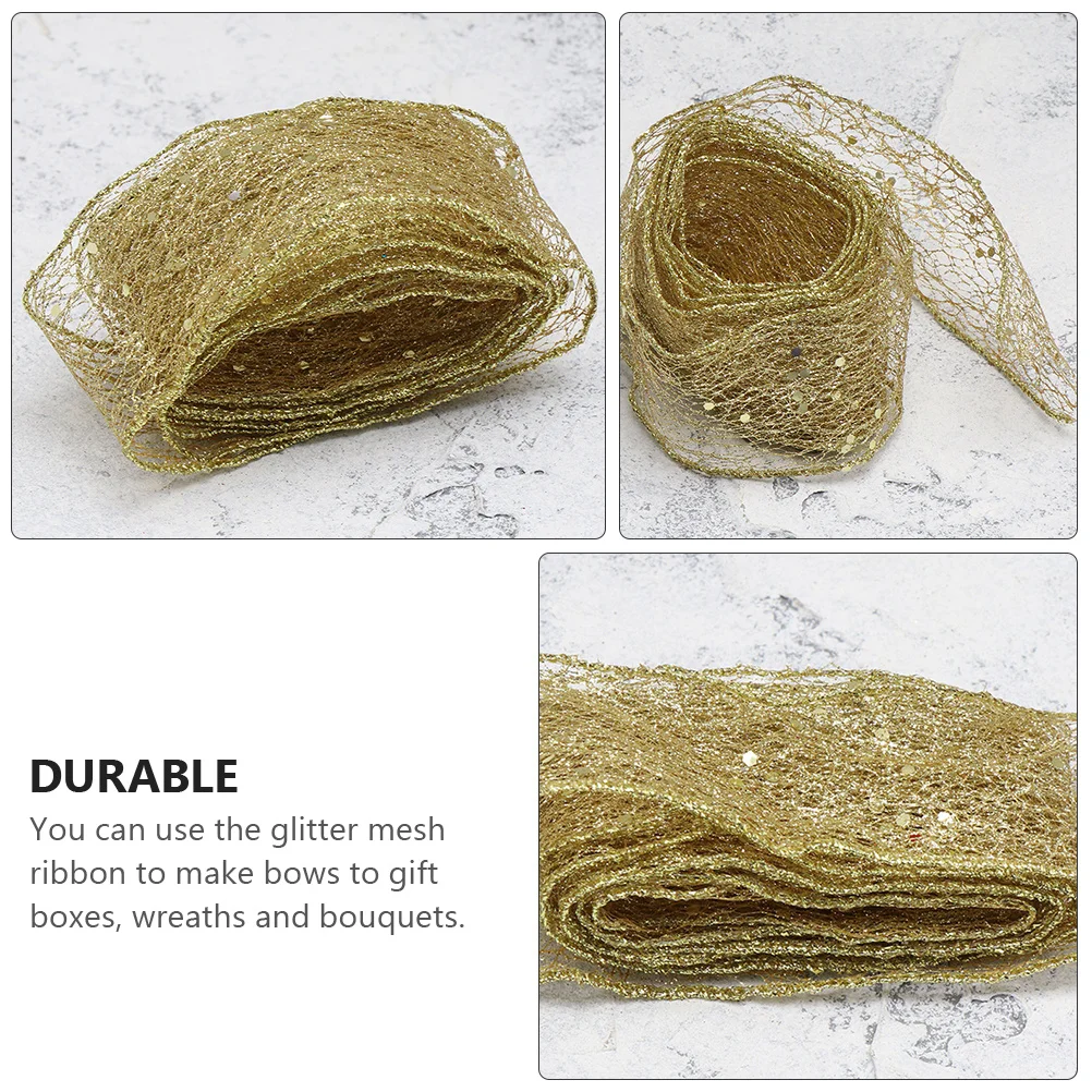 

5pcs Christmas Glitter Mesh Ribbons Sparkling Sheer For Diy Gift Wrapping Crafts Xmas Supplies Diy Craft Ribbon Edges Mesh