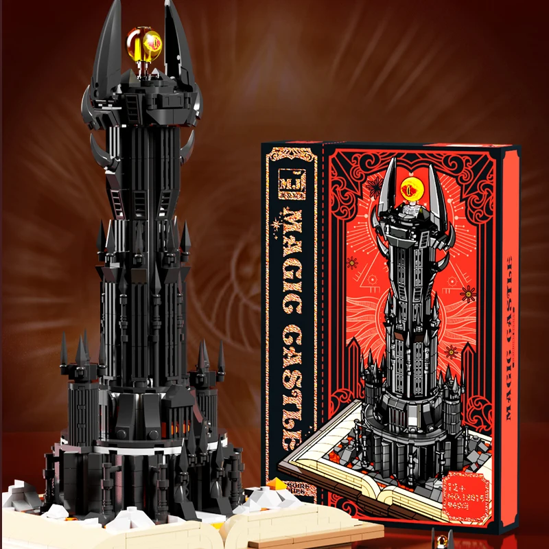 Creative Black Tower Magic Book Building Block Book Expert Ideas Bricks Dark Tower with Lights 13018 Decor Toys For Kids  Gifts