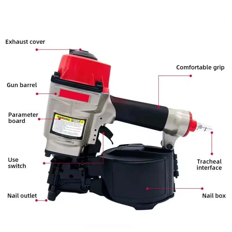 Coil Nailer CN50 CN70 Pallet Making For Roof Siding Board Wood Work Furniture Sheathing Tool Air Pneumatic Roll Nail Gun