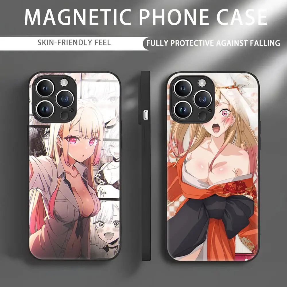 My Dress-Up Darling Phone Case For iPhone 15 14 13 12 11 X XR XS XSMAX 8 7 Plus Mini Pro Max Glass Magnetic Phone Case