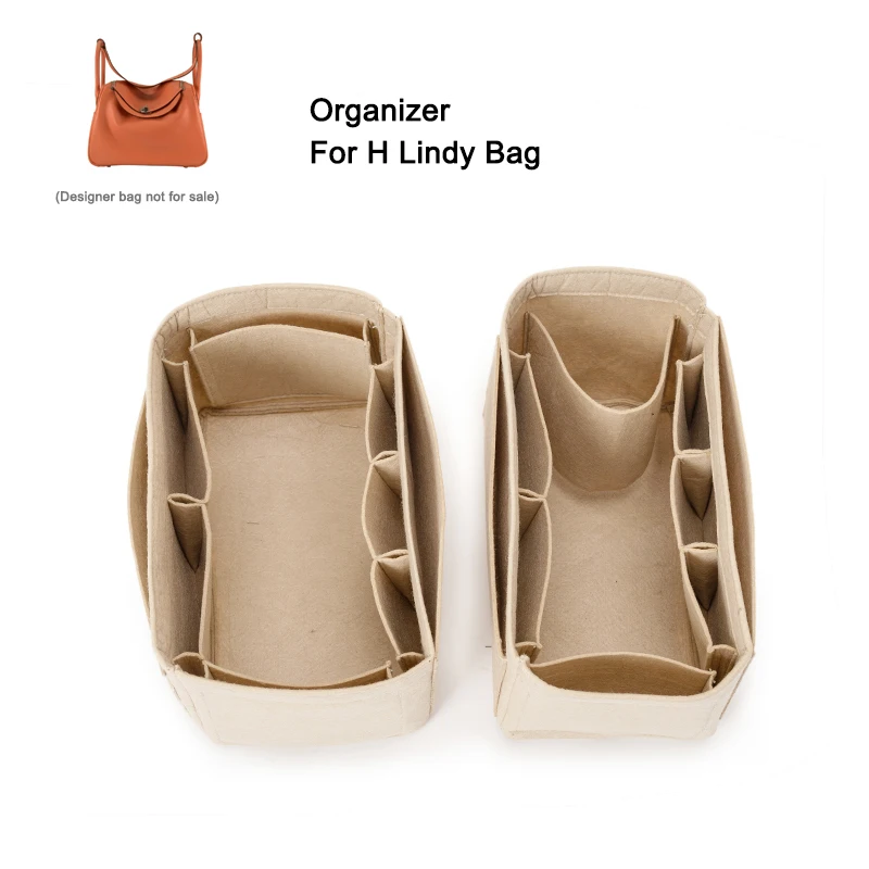 Saco de organizador de inserção de feltro personalizado para bolsa de lindy mini 26 30 34, tote de viagem feminino interior portátil cosméticos sacos de armazenamento