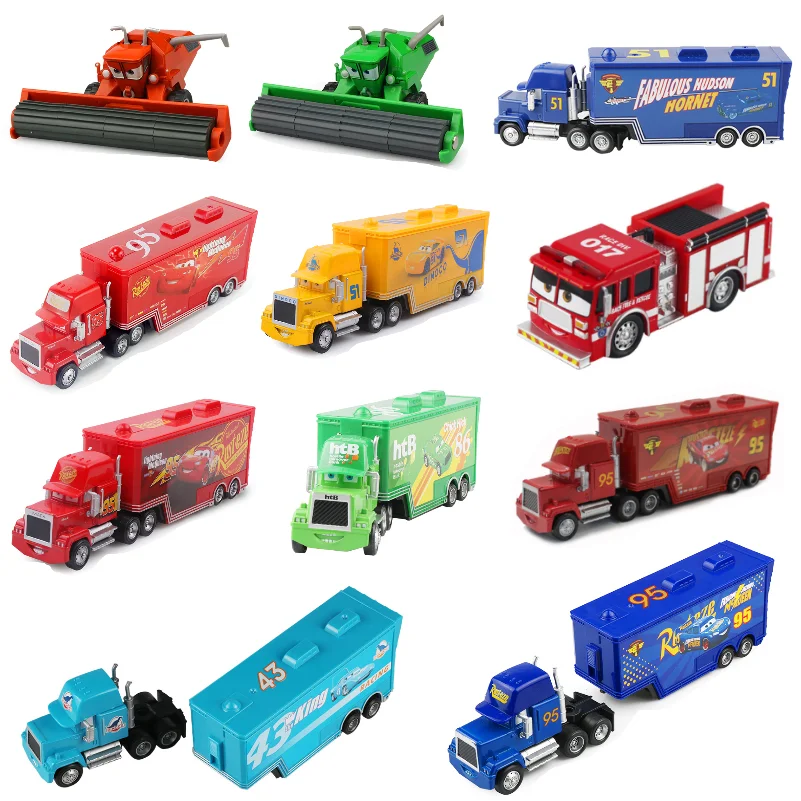 Disney Pixar Cars 2 3 Toys Lightning McQueen Cargo Truck Jackson Storm Mack Uncle Truck 1:55 Diecast Car Birthday Gifts For Kids