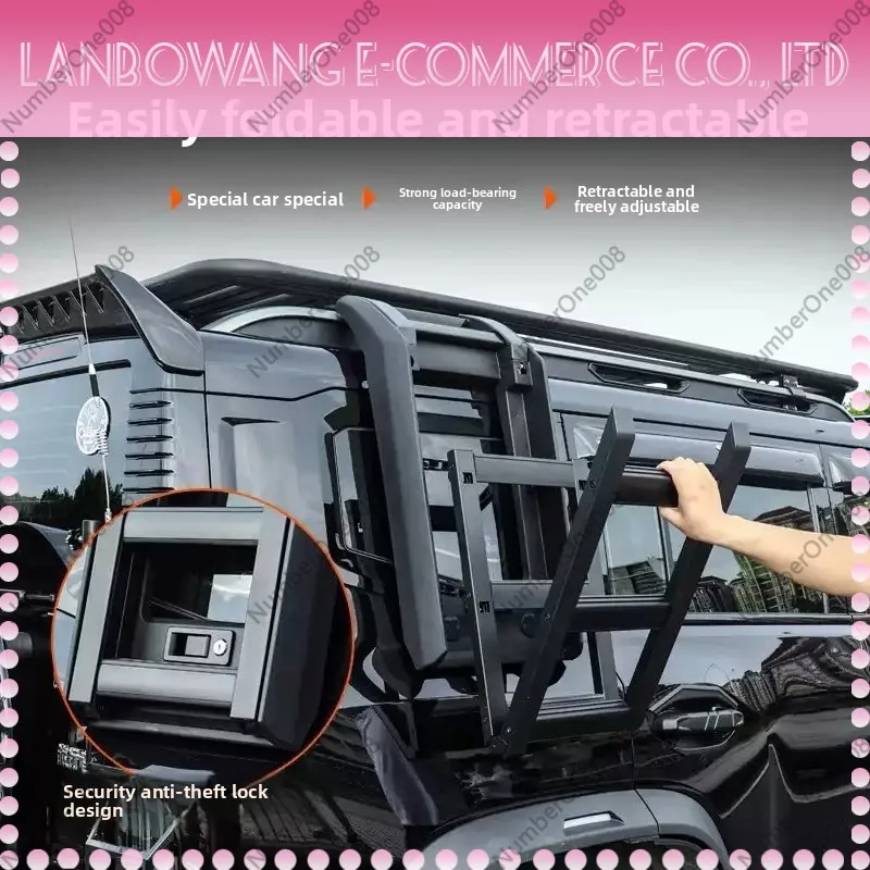 Fit For cherry Jetour Traveller T2 2024 Jetour T2 Roof Side Ladder Aluminum Alloy Rear Window Folding Ladder Rack