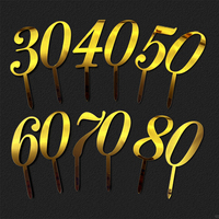 1set Gold Numbers 30 40 50 60 70 80  Cake Topper for Birthday Wedding Anniversary PartyCake Decoration