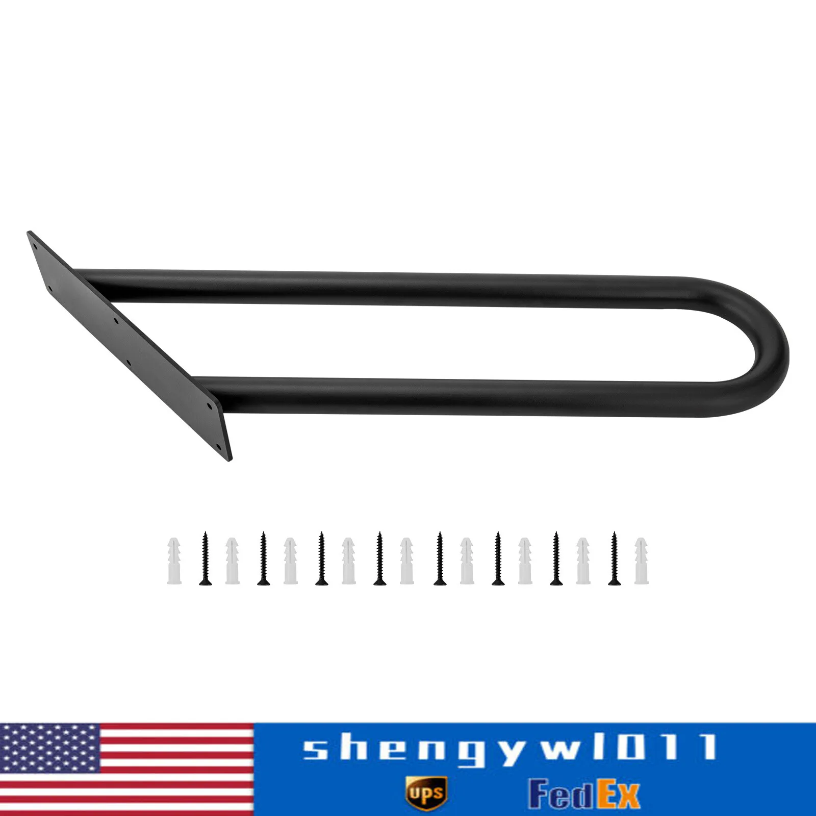 Corrimano a parete Corrimano a forma di U in acciaio inossidabile da 28 pollici Corrimano con finitura nera