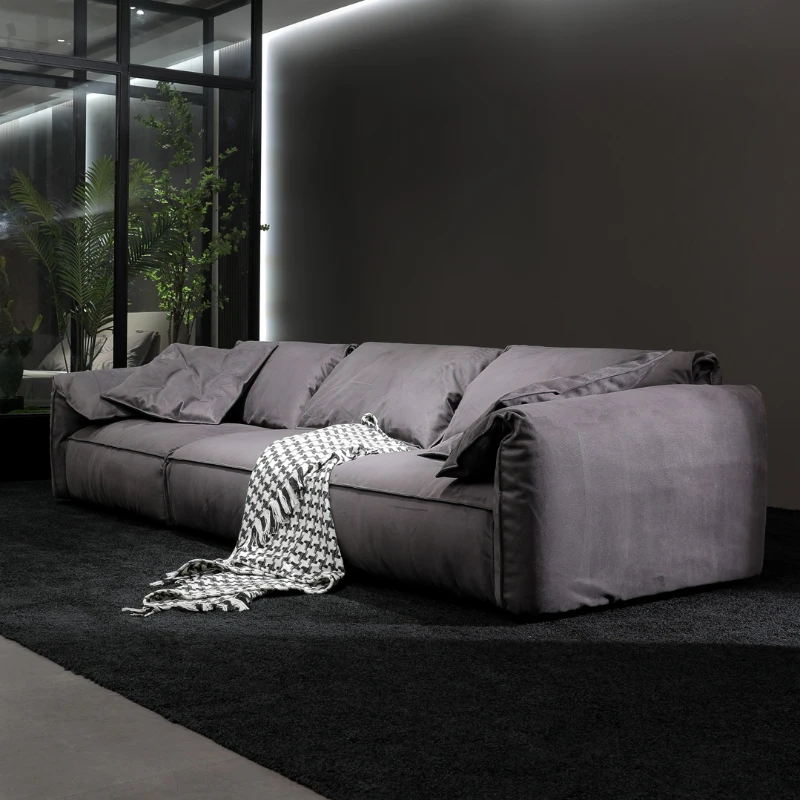 

Minimalist technology frosted velvet fabric sofa combination minimalist modern designer villa three person down sofa