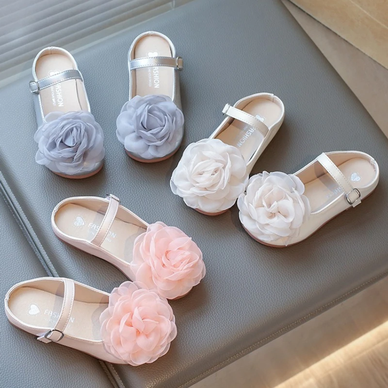 

Детские кожаные туфли-балетки «Принцесса» 2026: Новая корейская коллекция для девочек, модные туфли для вечеринок, детские сандалии