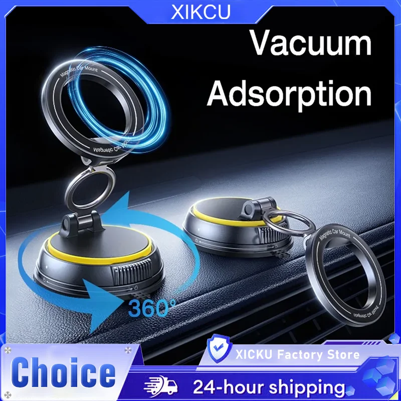 

Магнитный 360° ° Вращающийся автомобильный держатель для телефона, вакуумная присоска, подставка, магнитное крепление для iPhone 17 ~ 12, вакуумный кронштейн для телефона в тренажерном зале/вождении