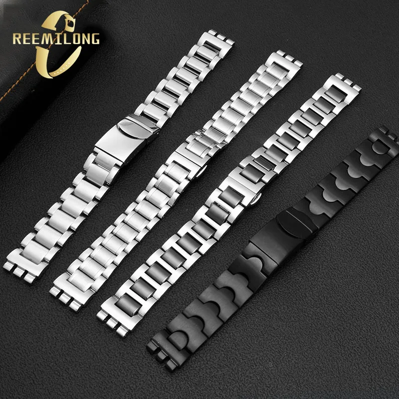 Stainless steel and mosaic ceramics watch strap 17mm 19mm 21mm High-quality refined many kinds metal unisex watchband For SWATCH