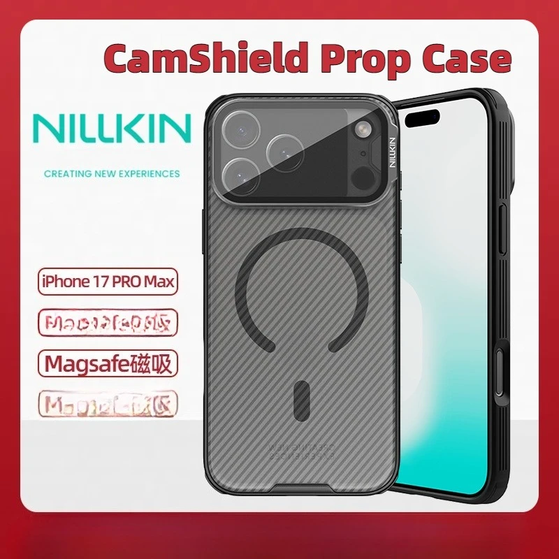 

NILLKIN Black Mirror Phone Case Compatible with iPhone 17 Pro Max Magnetic Case Transparent Mirror Cover Stand Protective Case