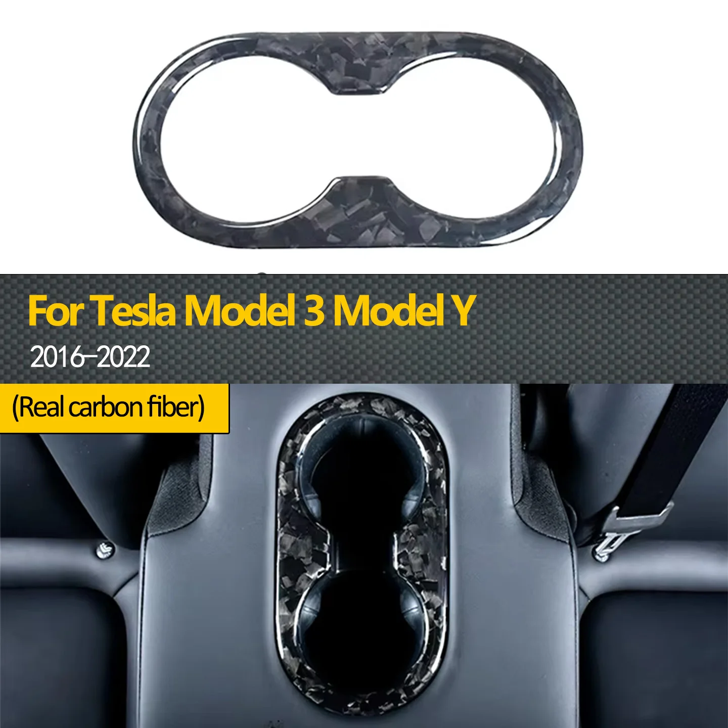 

Для Tesla Model 3 Model Y 2016-2022 гг., держатель для чашки на заднее сиденье, накладка на панель стакана, модифицированное настоящее сухое углеродное волокно