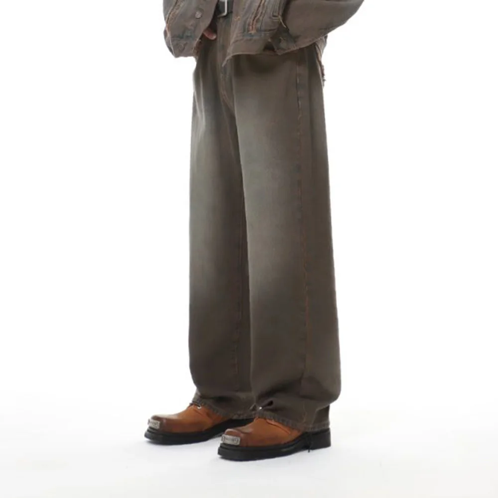 Mens Jeans Washed Casual Pants Spring And Autumn Niche American Streetwear Retro Versatile Trendy Trousers Men'S Clothing 2024