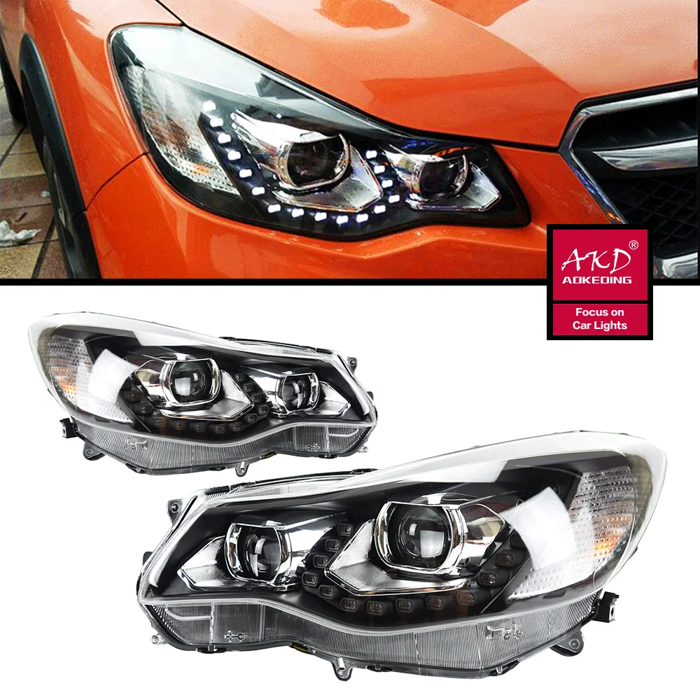 

2 PCS Auto Car Head Light Parts For Subaru XV 2011-2017 LED Lamps Headlight Replacement DRL Dual Projector Facelift