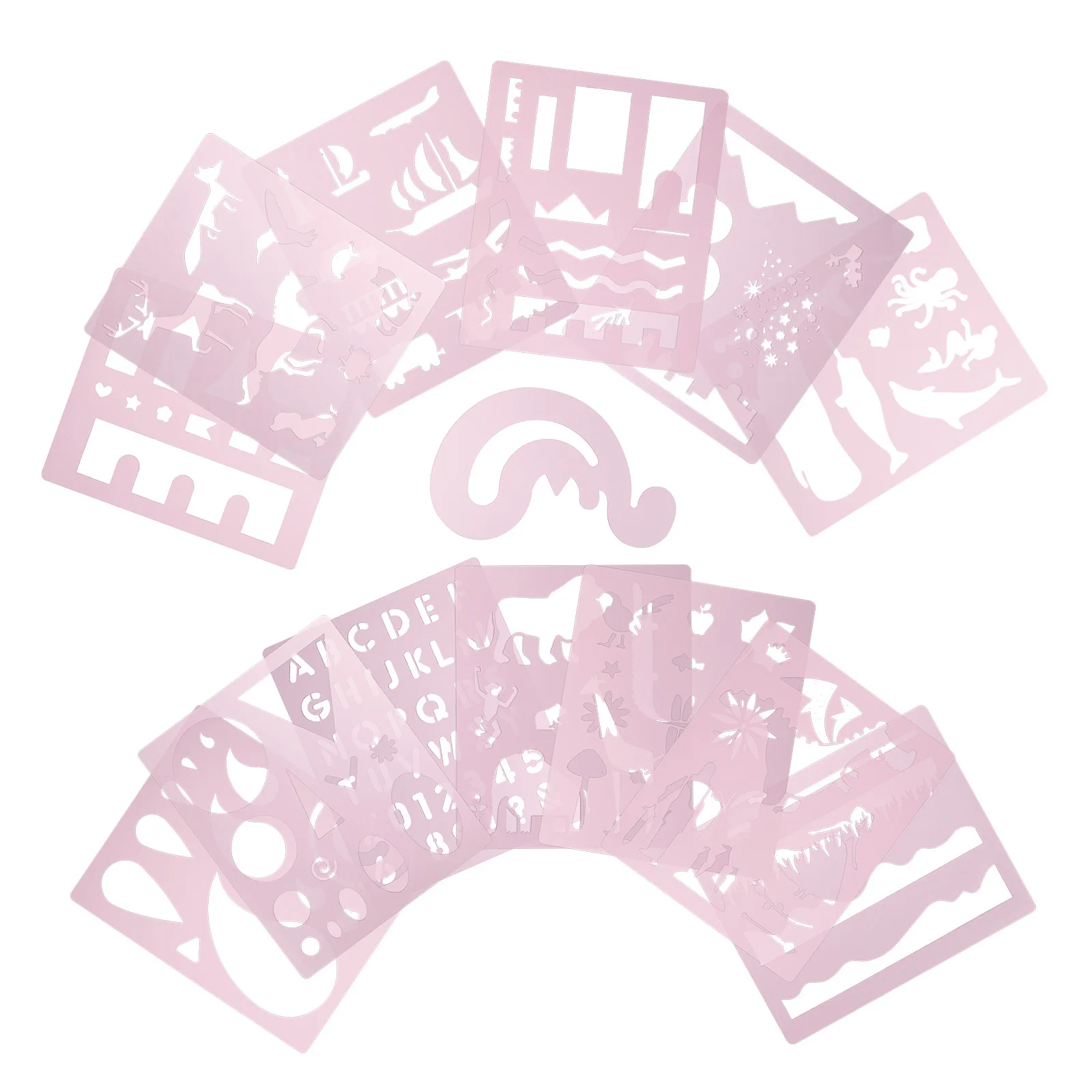 

14Pcs DIY Templates PP Hollow Painting Stencils Reusable Safe for Kids Scrapbooking Wall Decor Purple DIY Hand Account Template