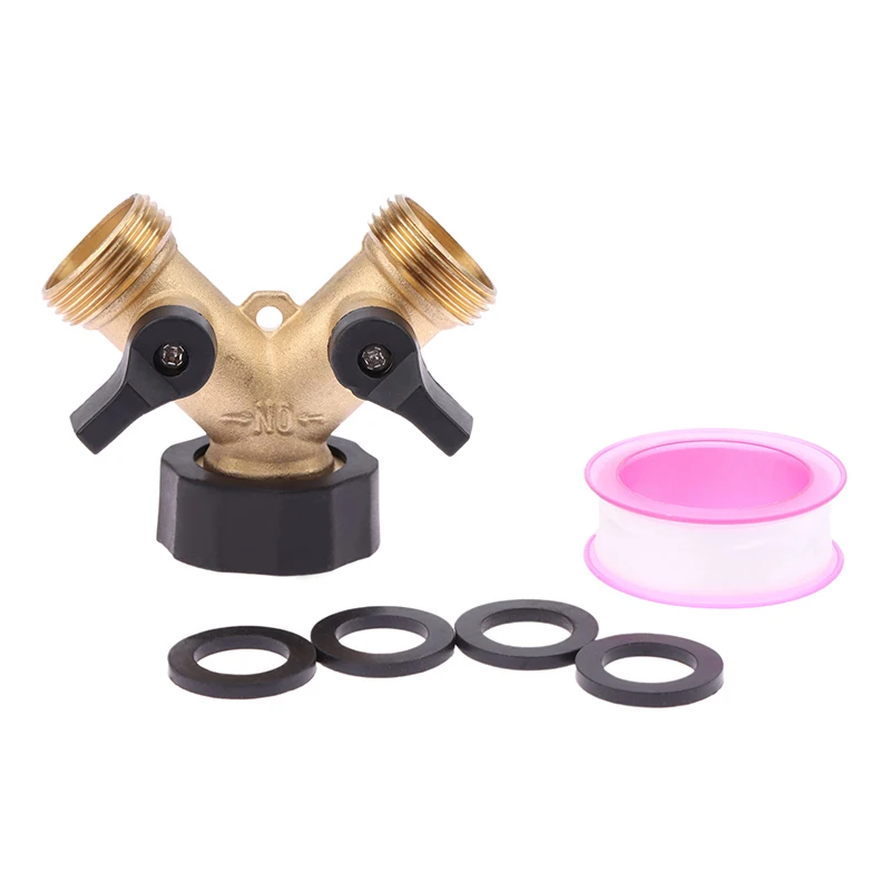 Hose Splitter Brass 2 Way Hose Connector 3/4 Thread Y Shape Hose Spigot Adapter Water Hose Splitter For Outdoor Farm Garden