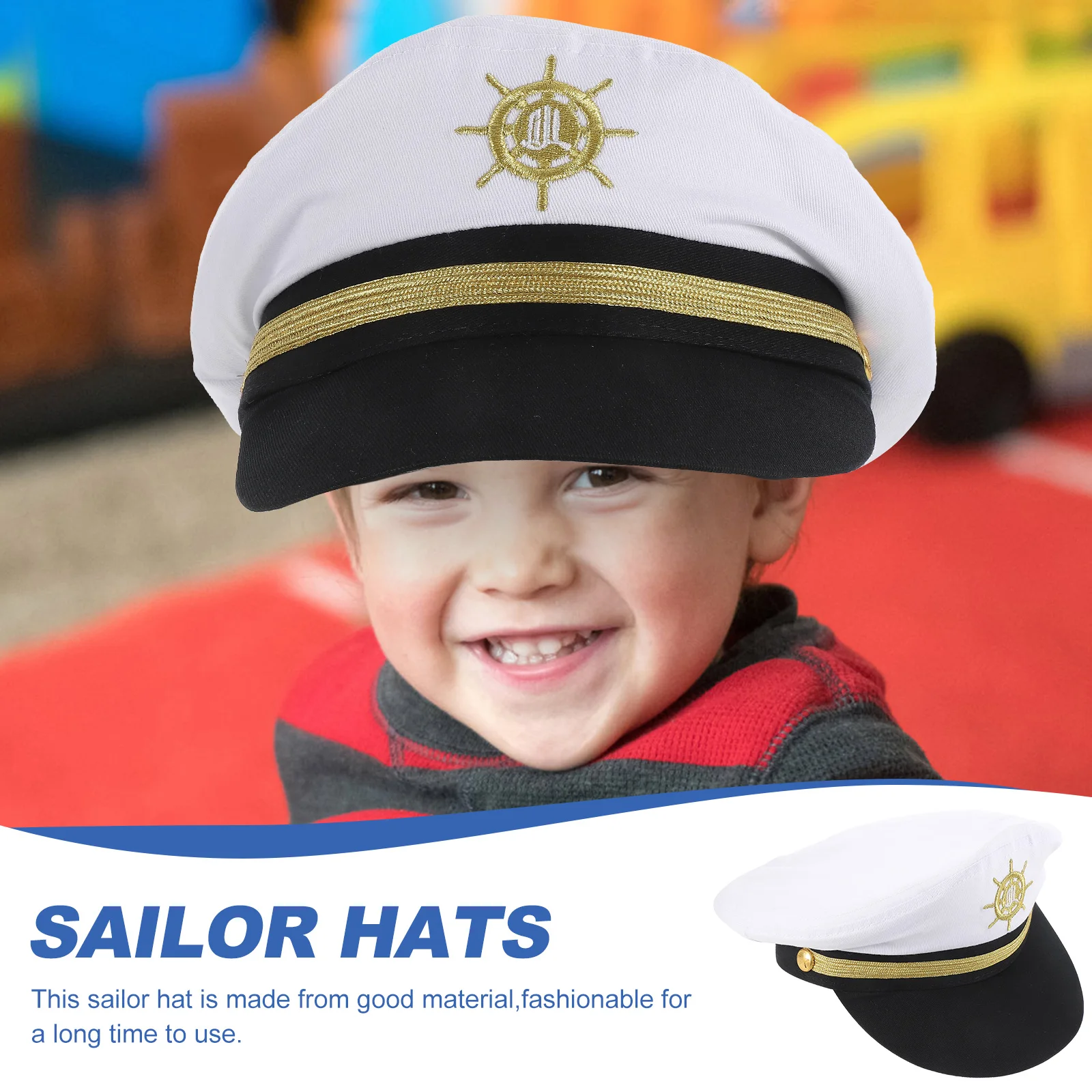 หมวกกัปตัน ผ้าฝ้าย หมวกกะลาสี สำหรับผู้ชาย ผู้หญิง แบบ unisex ปรับขนาดได้ เหมาะสำหรับงานคอสเพลย์ ปาร์ตี้ งานแฟนซี  พร้อมอุปกรณ์เสริมสำหรับเรือ