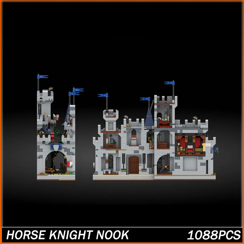

MOC Building Block Medieval Architecture Knight Horse Model Brick Particle Creative Educationve Education Christmas Gift 1088PCS