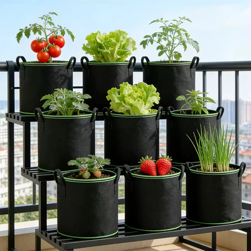 Multifunctional 3/5/7/10 Gallon Fabric Grow Bag Drainage Design Portable Planter For Yard Balcony Greenhouse Nursery Use