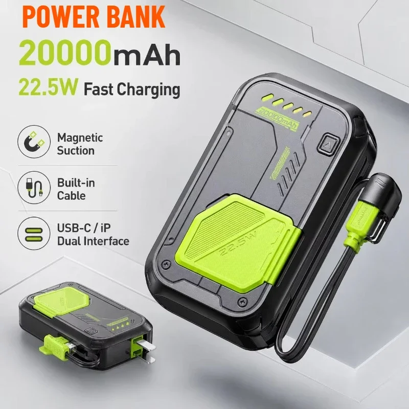 30000mAh Magnetic Wireless Power Bank with AC Plug, Fast Charging Portable Charger for iPhone Xiaomi Samsung Phones
