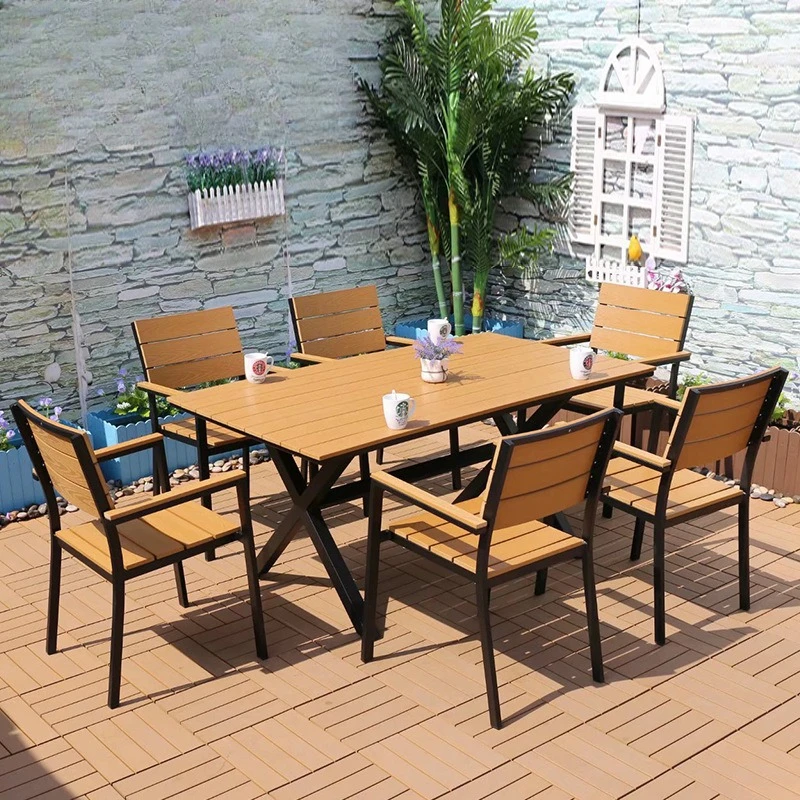 

Simple outdoor furniture courtyard garden dining table living room leisure multi-person scenic table and chair combination