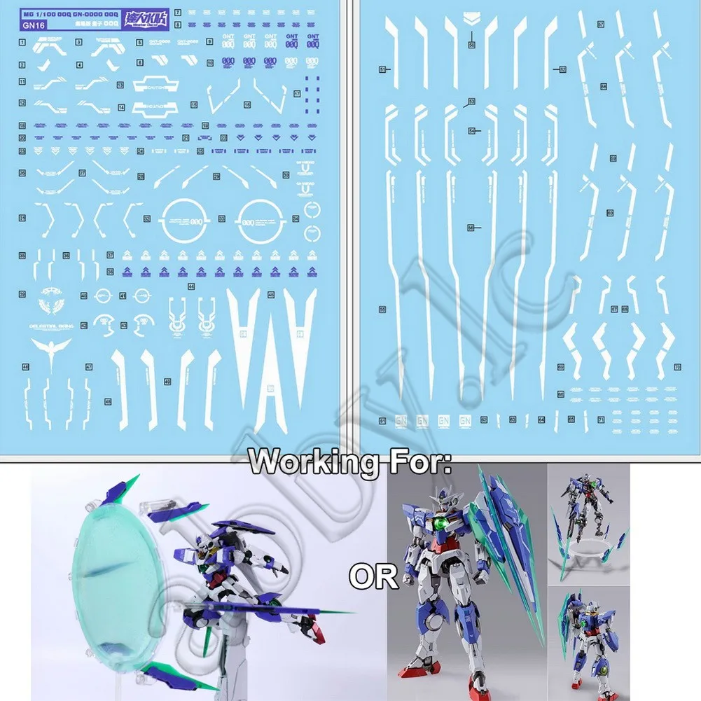 for MB Metal Build 1/100 00 Qan T 00q OO Q D.L Model Master Water Slide Pre-cut Decal Sticker GN16 GNT-0000 Daban 8822 MG